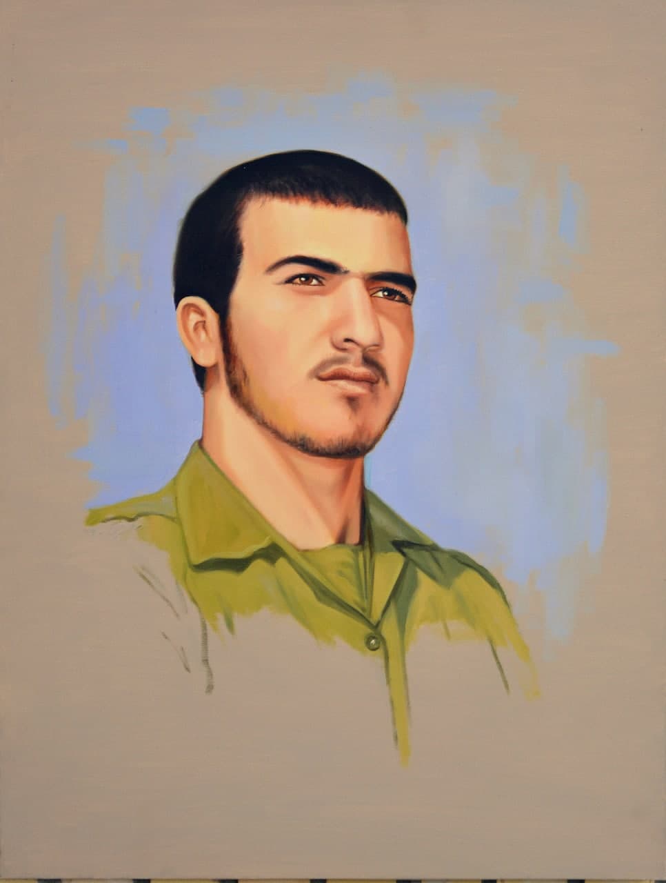 نقاشی چهره شهید کریم حبیبی فیضی